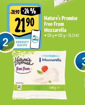 Sýr Mozzarella free from Nature'