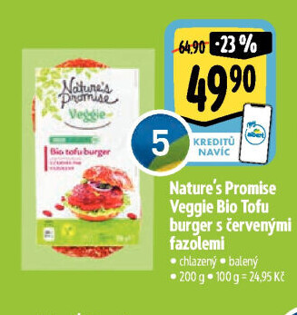 Tofu burger bio s červenými fazolemi Nature'