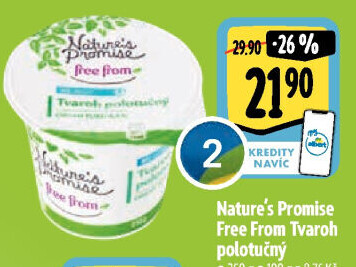 Tvaroh polotučný Free From Nature'