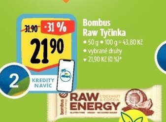 Tyčinka Bombus Raw bez lepku Energy