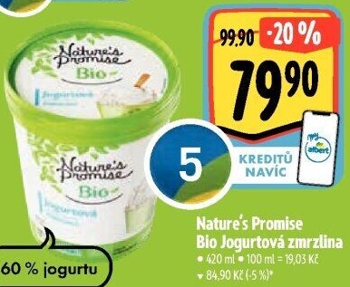 Zmrzlina jogurtová v kelímku bio Nature'