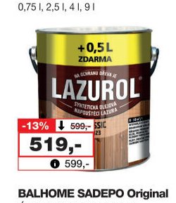 LAZUROL Classic S1023 syntetická lazura na dřevo