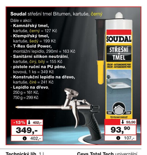 Soudal střešní tmel Bitumen, kartuše, černý