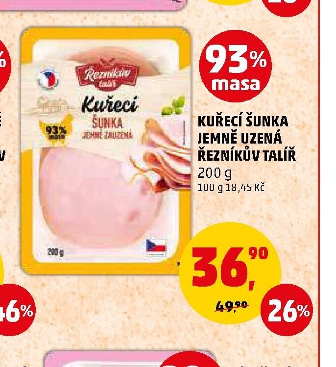 KUŘECÍ ŠUNKA JEMNĚ UZENÁ ŘEZNÍKŮV TALÍŘ 200 g