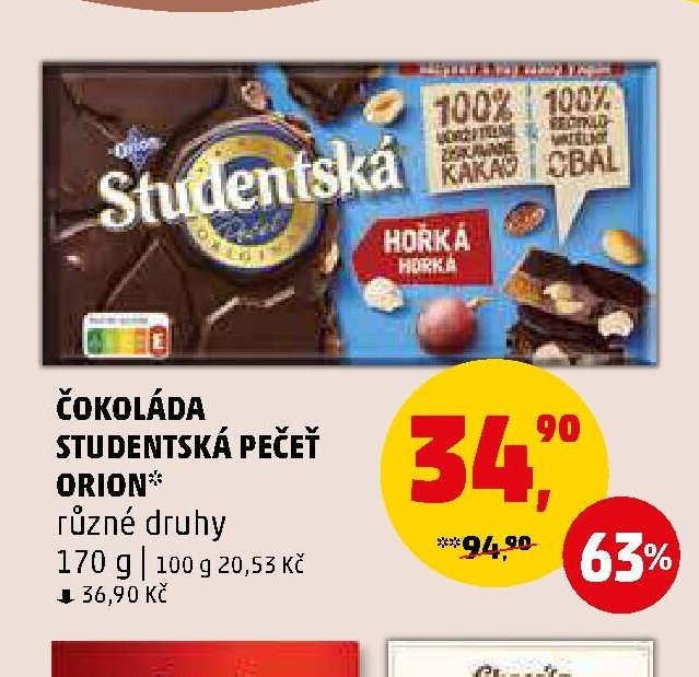 Čokoláda Studentská pečeť Orion