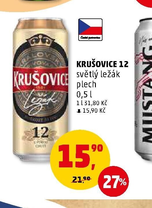 KRUŠOVICE 12 světlé ležák plech 0,5 l