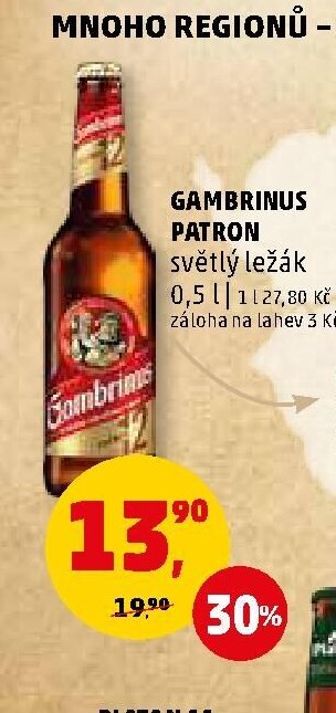 GAMBRINUS PATRON světlé ležák 0,5 l