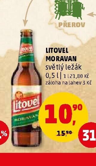 LITOVEL MORAVAN světlý ležák 0,5 l