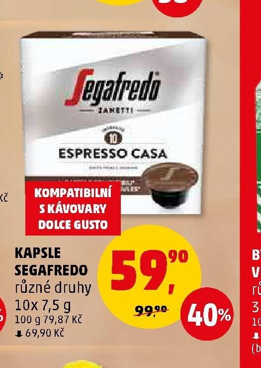 KAPSLE SEGAFREDO různé druhy 10x 7,5 g