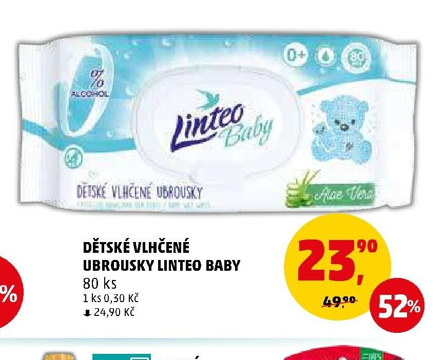 DĚTSKÉ VLHČENÉ UBROUSKY LINTEO BABY 80 ks