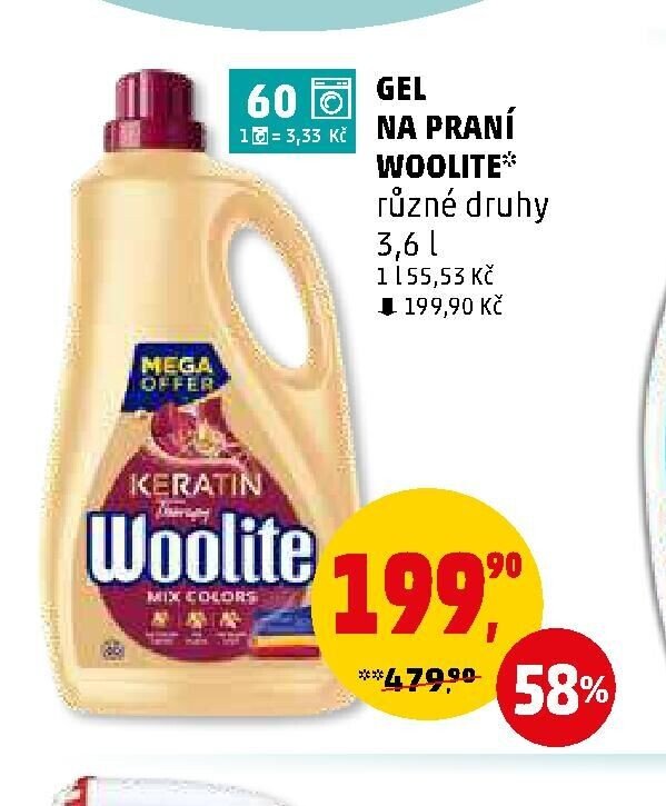 GEL NA PRANÍ WOOLITE různé druhy 3,6 l