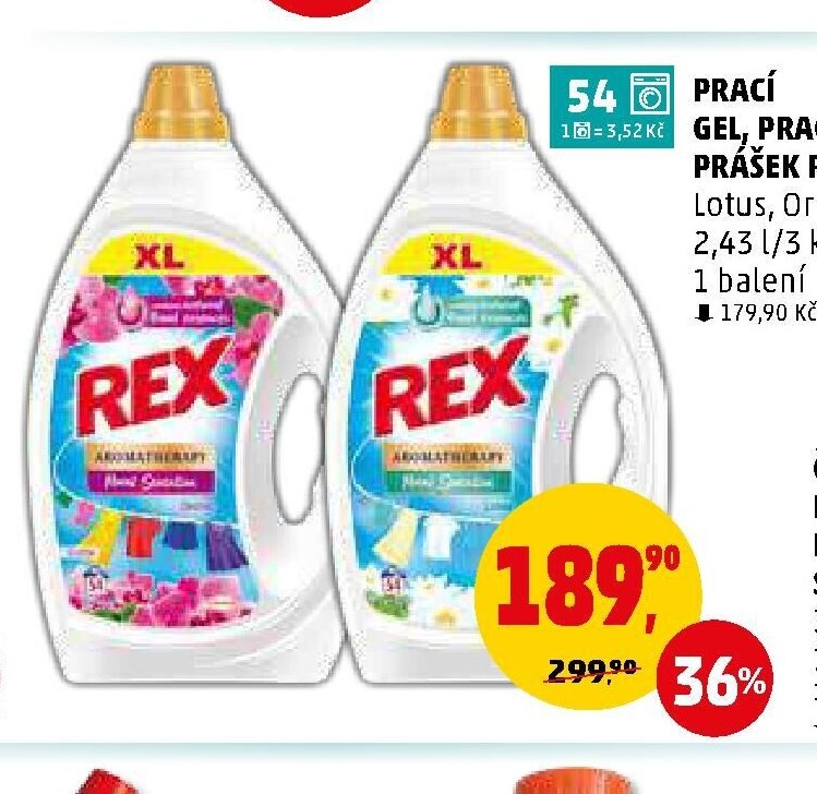 PRACÍ GEL, PRACÍ PRÁŠEK REX Lotus, Orchid 2,43 l/3 kg