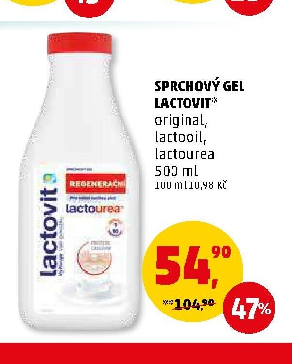 SPRCHOVÝ GEL LACTOVIT original, lactooil, lactourea 500 ml