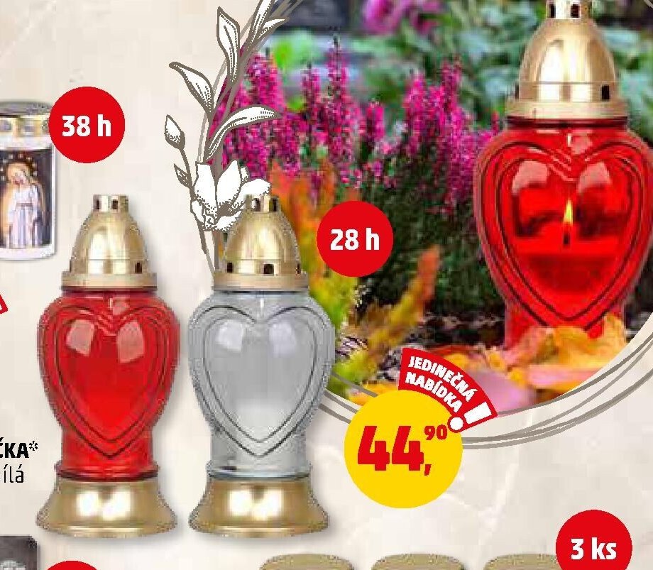 Hřbitovní svíčka červená nebo bílá