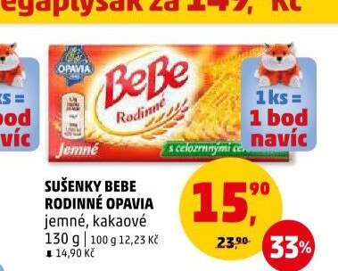 Sušenky BeBe Rodinné Opavia jemné, kakaové