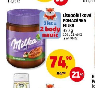 Lískooříšková pomazánka Milka