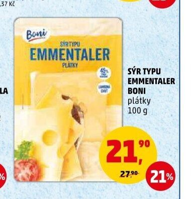 SÝR TYPU EMMENTALER BONI plátky 100 g