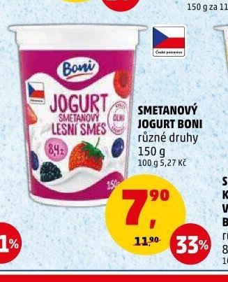 SMETANOVÝ JOGURT BONI různé druhy 150 g