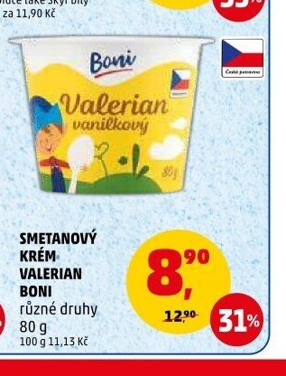 SMETANOVÝ KRÉM VALERIAN BONI různé druhy 80 g