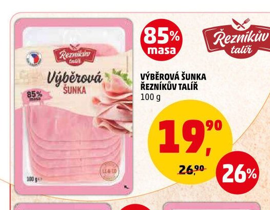 VÝBĚROVÁ ŠUNKA ŘEZNÍKŮV TALÍŘ 100 g