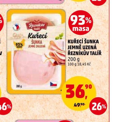 KUŘECÍ ŠUNKA JEMNĚ UZENÁ ŘEZNÍKŮV TALÍŘ 200 g