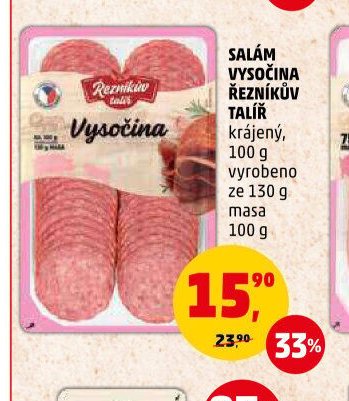 SALÁM VYSOČINA ŘEZNÍKŮV TALÍŘ 100 g
