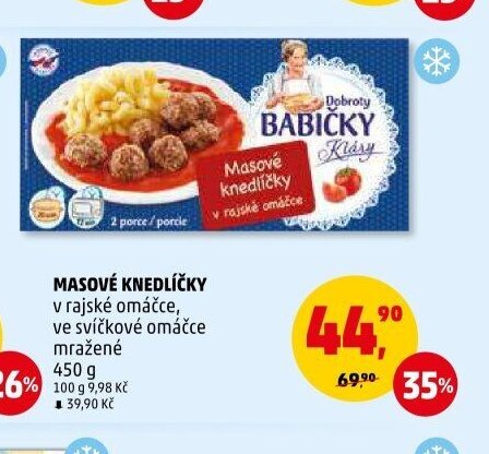 MASOVÉ KNEDLÍČKY v rajské omáčce, ve svíčkové omáčce mražené