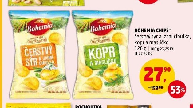 BOHEMIA CHIPS čerstvý sýr a jarní cibulka, kopr a máslíčko