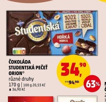 Čokoláda Studentská pečeť Orion