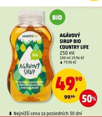 Agávový sirup bio Country Life 250 ml