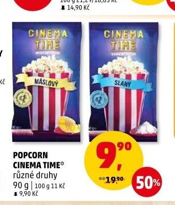 POPCORN CINEMA TIME různé druhy 90 g