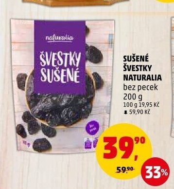 SUŠENÉ ŠVESTKY NATURALIA bez pecek 200 g