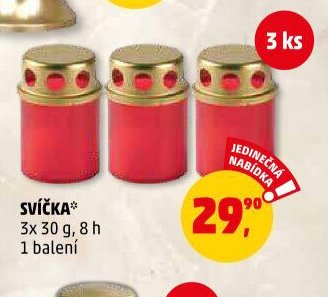 Svíčka 3x 30 g, 8 h 1 balení