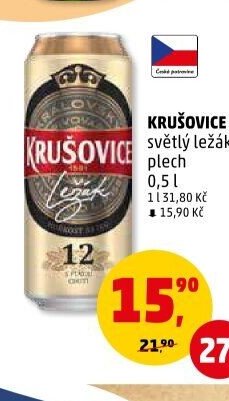 KRUŠOVICE 12 světlý ležák plech 0,5 l