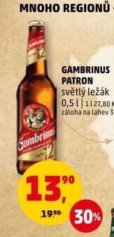 GAMBRINUS PATRON světlý ležák 0,5 l