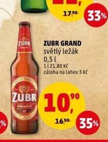 ZUBR GRAND světlý ležák 0,5 l
