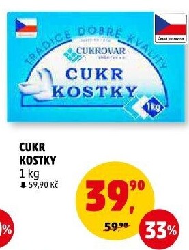 Kostkový cukr Cukrovar Vrbátky