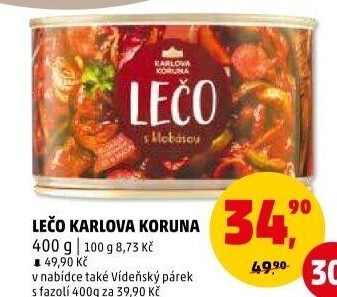 Lečo s klobásou Karlova Koruna - konzerva