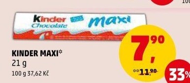 Tyčinka čokoládová mléčná Maxi Kinder