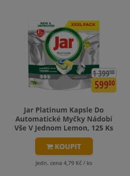 Jar Platinum Kapsle Do Automatické Myčky Nádobí Vše V jednom Lemon, 125 Ks