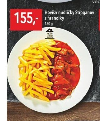 Hovězí nudličky Stroganov s hranolky