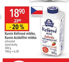 Kunín Kefírové mléko, Kunín Acidofilní mléko