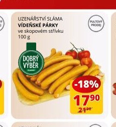 Uzenářství Sláma vídeňské párky 100g