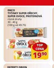 Emco tyčinky super ořechy, super ovoce, proteinová