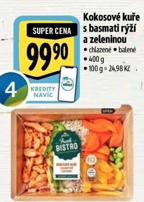Kokosové kuře s basmati rýží a zeleninou Albert Fresh Bistro