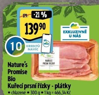 Kuřecí prsní řízky bio Nature'