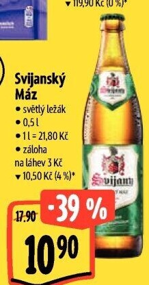 Pivo světlý ležák 11° Svijanský Máz Svijany
