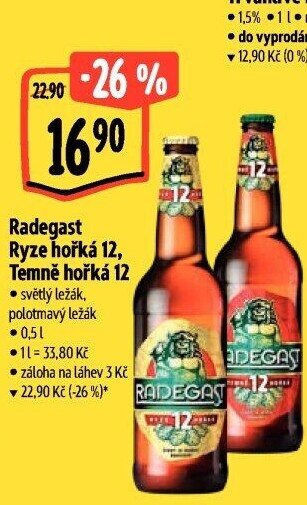 Pivo světlý ležák 12° Ryze hořká Radegast