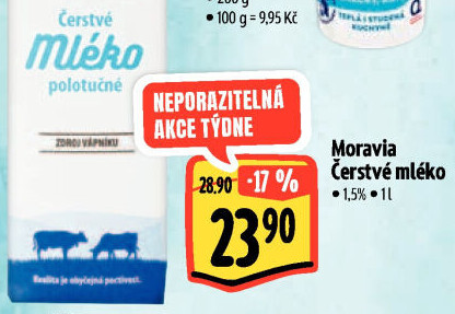 Mléko čerstvé Moravia - 1,5% polotučné