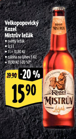 Pivo Mistrův světlý ležák Velkopopovický Kozel